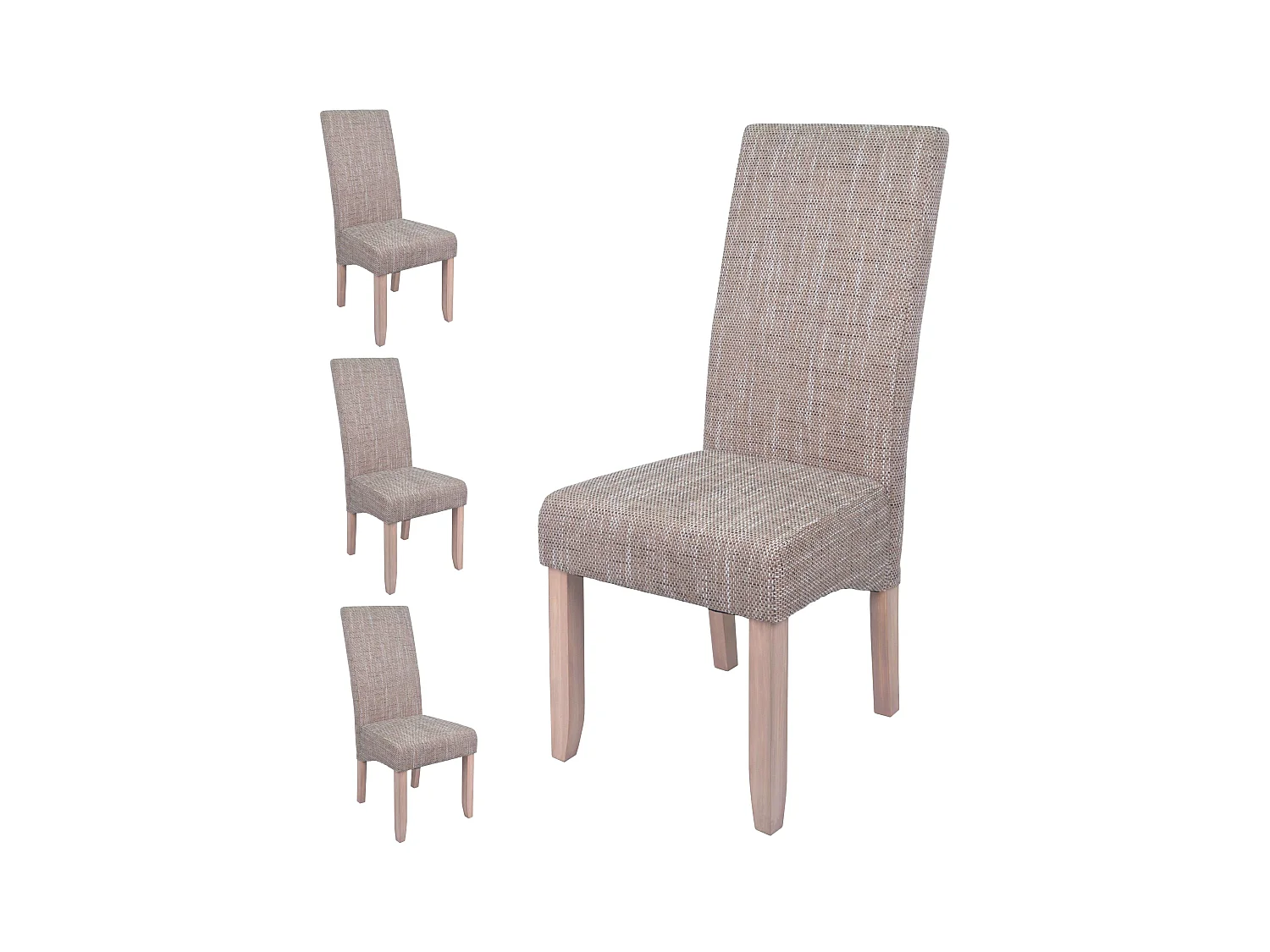 Pack 4 Sillas Salón Comedor Contemporáneo Arena Tapizadas 108x47x62 cm