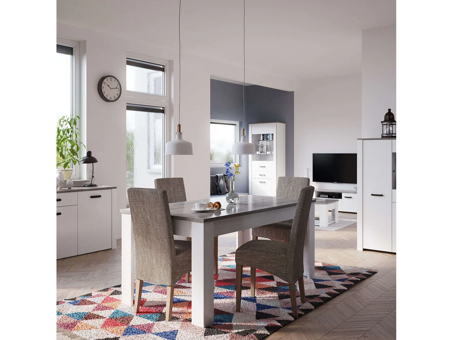 Pack 4 Sillas Salón Comedor Contemporáneo Arena Tapizadas 108x47x62 cm