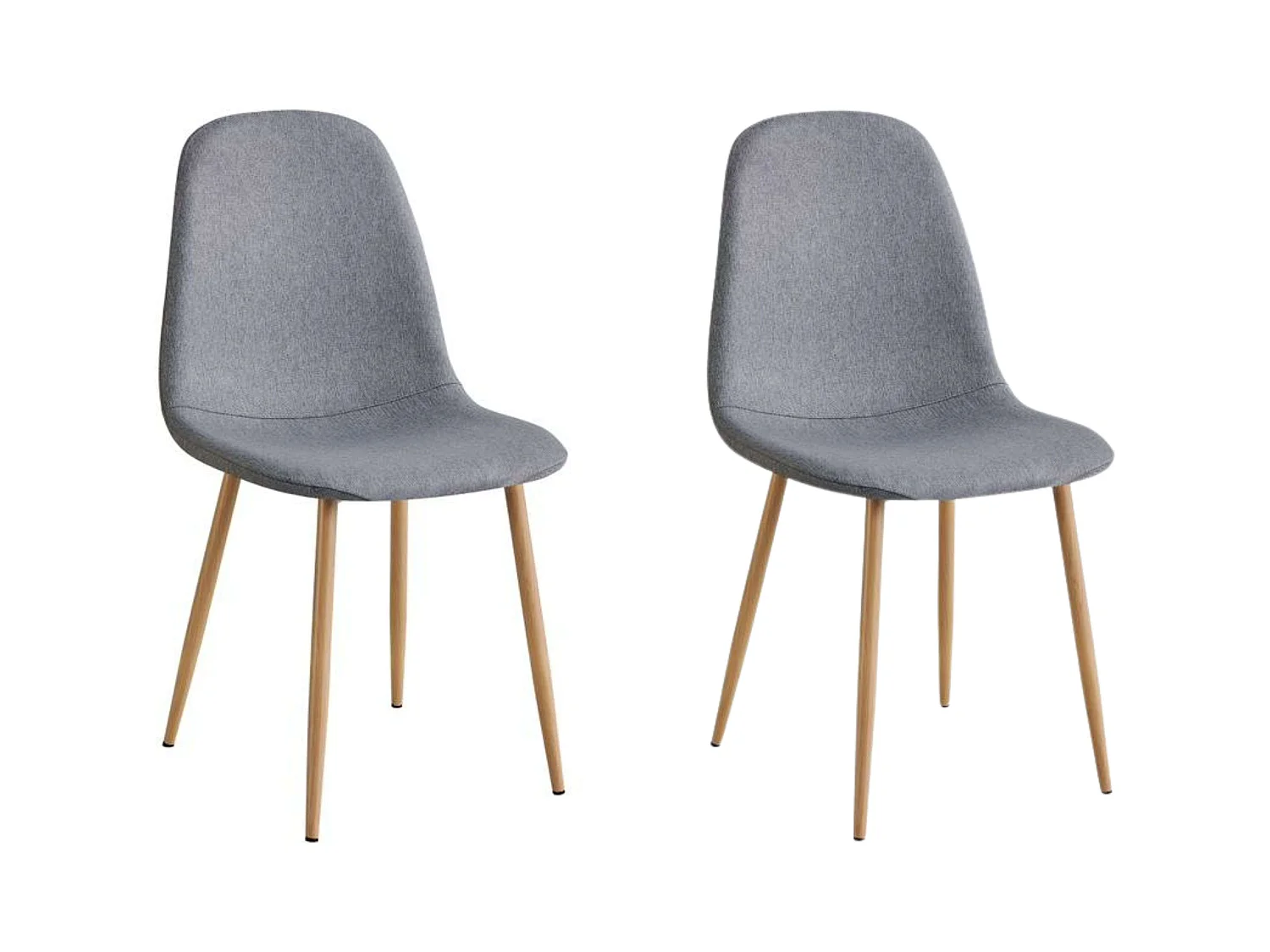 Pack 2 Sillas James Comedor Acero y Polipiel Gris Asiento tapiz. poliéster