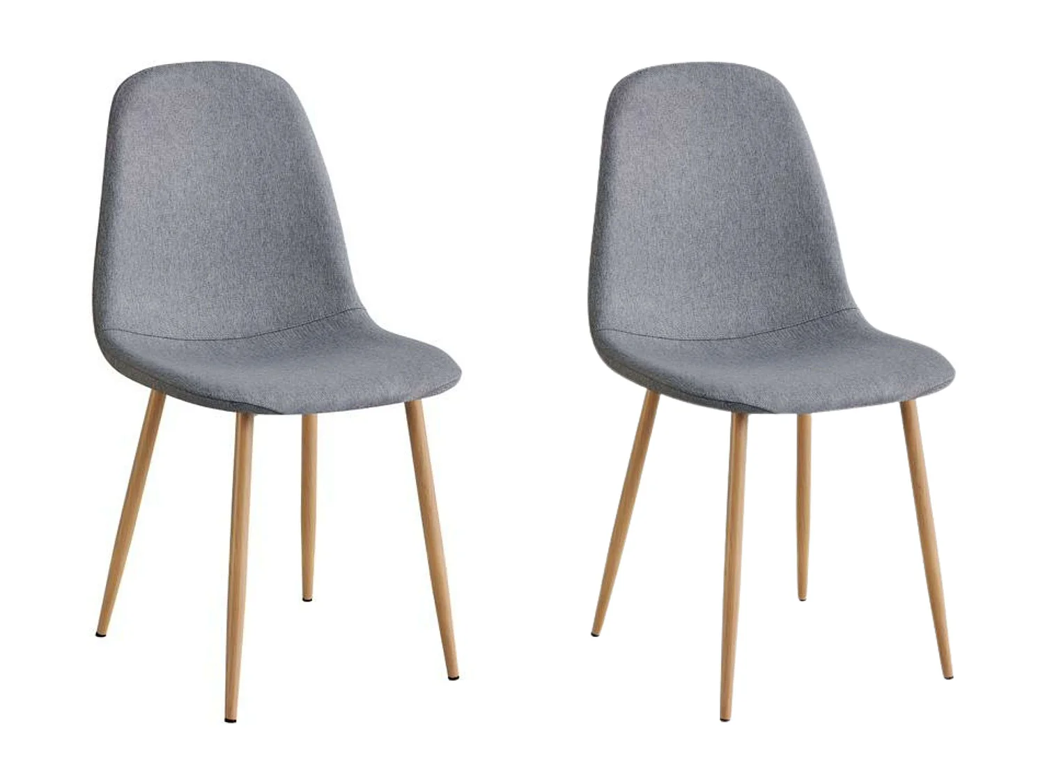 Pack 2 Sillas James Comedor Acero y Polipiel Gris Asiento tapiz. poliéster