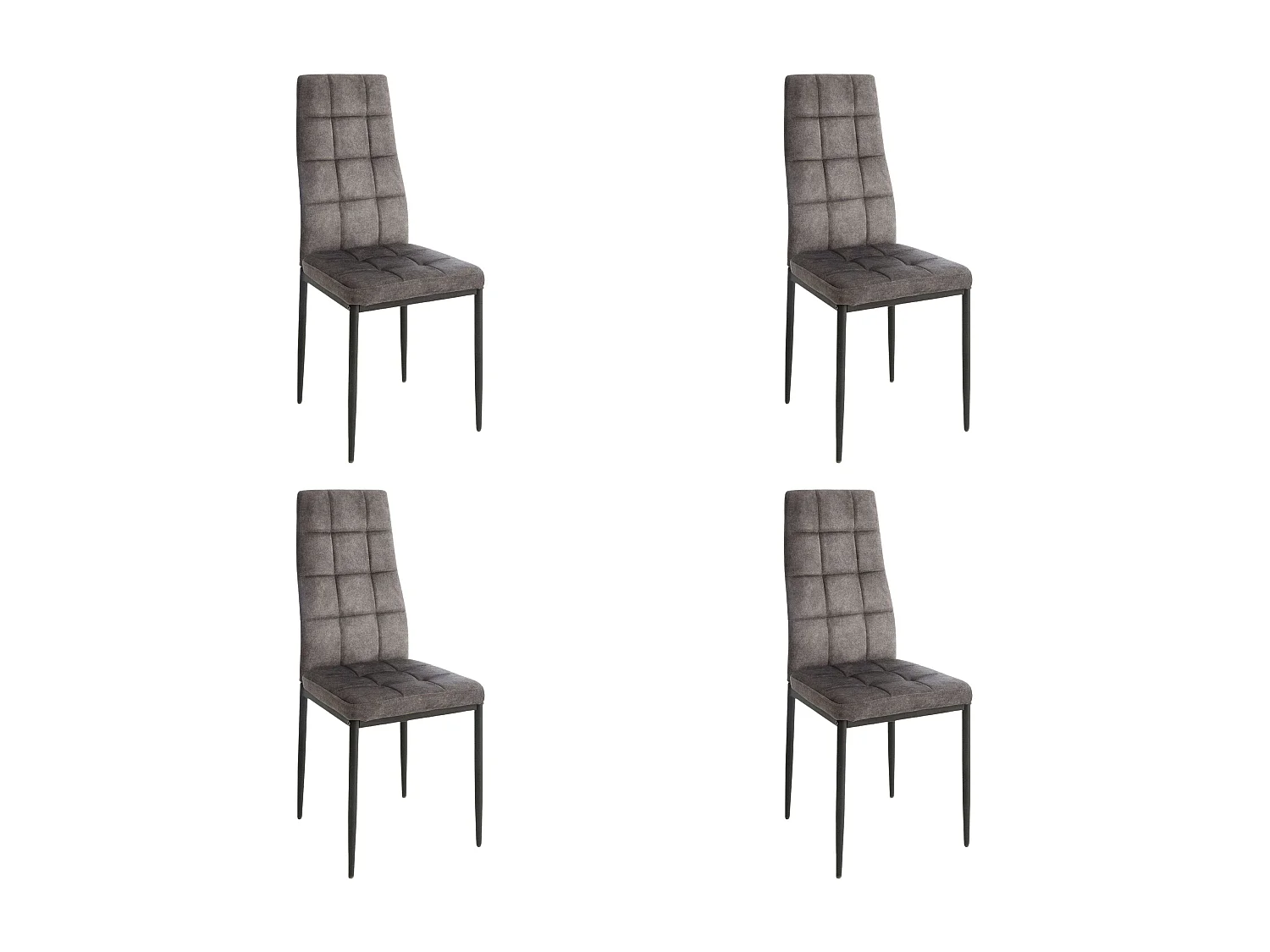 Pack 4 Sillas Comedor Salón Denia Tela y Terciopelo Gris 42x98x48 cm