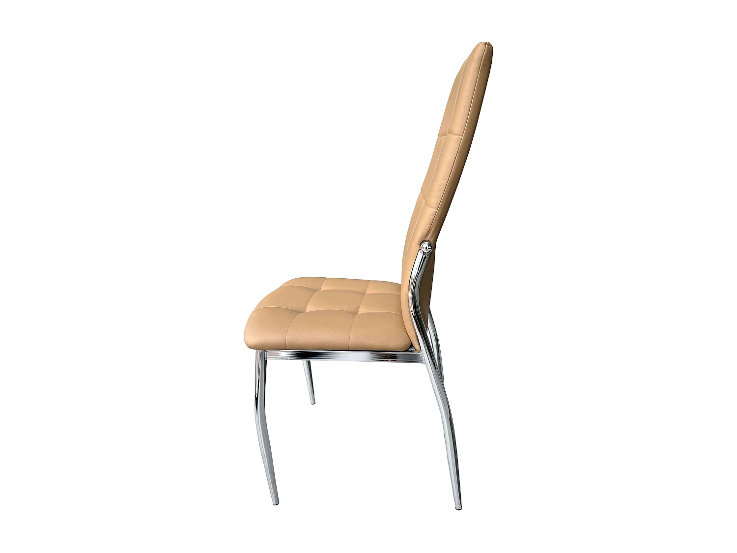 Pack de 4 Sillas de Comedor Salón Laci, Polipiel Cromadas Beige 45x101x51 cm