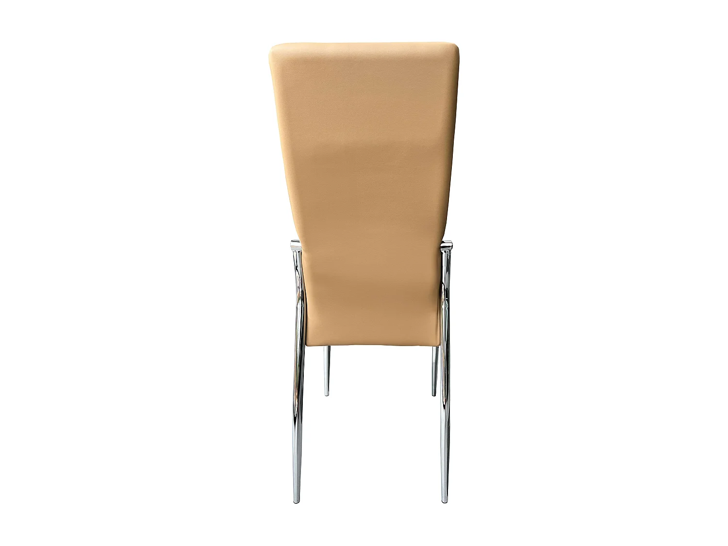 Pack de 4 Sillas de Comedor Salón Laci, Polipiel Cromadas Beige 45x101x51 cm