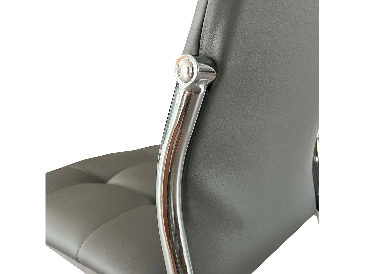 Pack de 4 Sillas de Comedor Salón Laci, Polipiel Cromadas Gris 45x101x51 cm