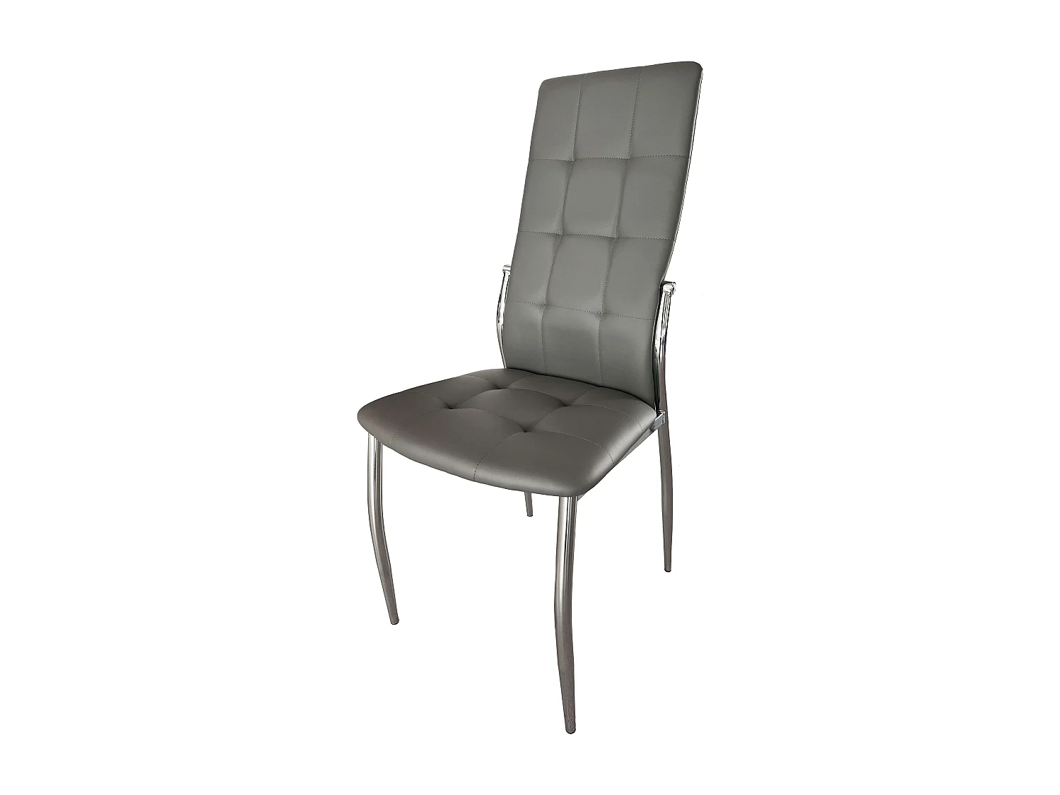 Pack de 4 Sillas de Comedor Salón Laci, Polipiel Cromadas Gris 45x101x51 cm