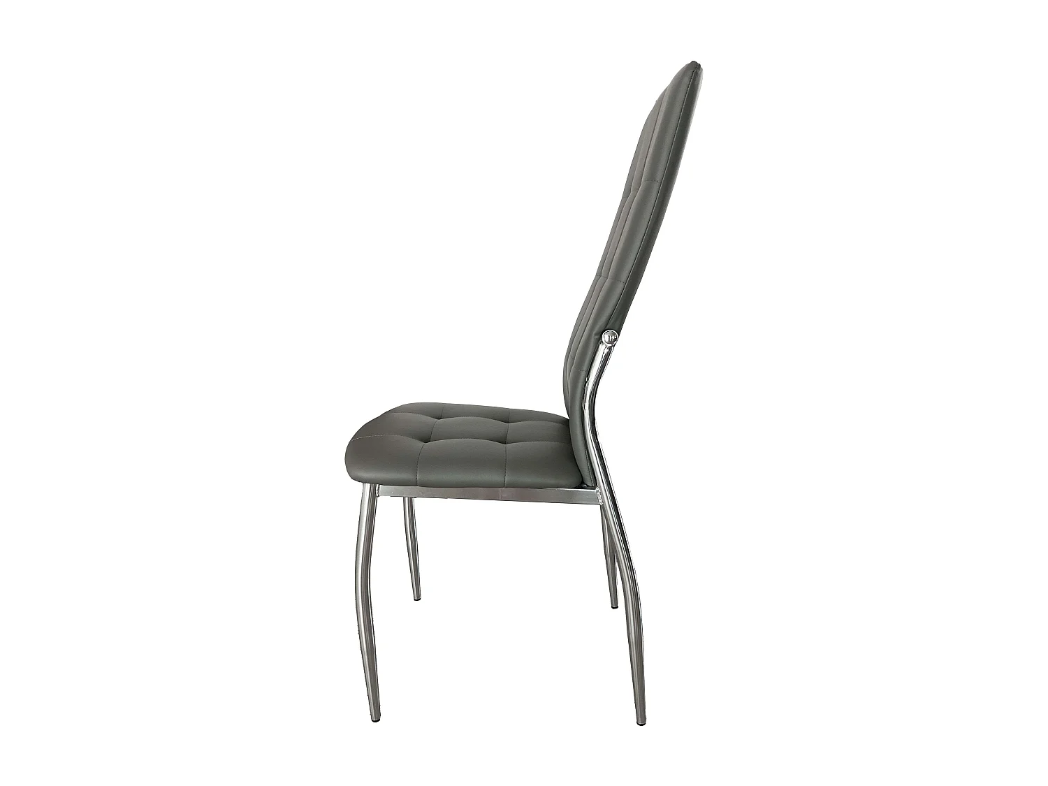 Pack de 4 Sillas de Comedor Salón Laci, Polipiel Cromadas Gris 45x101x51 cm