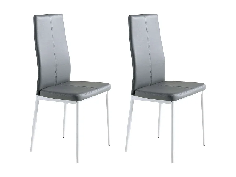 Pack de 4 Sillas de Comedor Salón Laci, Polipiel Cromadas Gris 45x101x51 cm