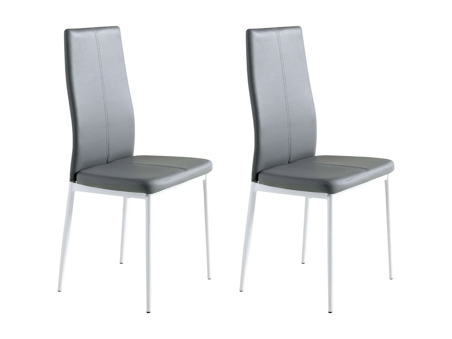 Pack de 4 Sillas de Comedor Salón Laci, Polipiel Cromadas Gris 45x101x51 cm