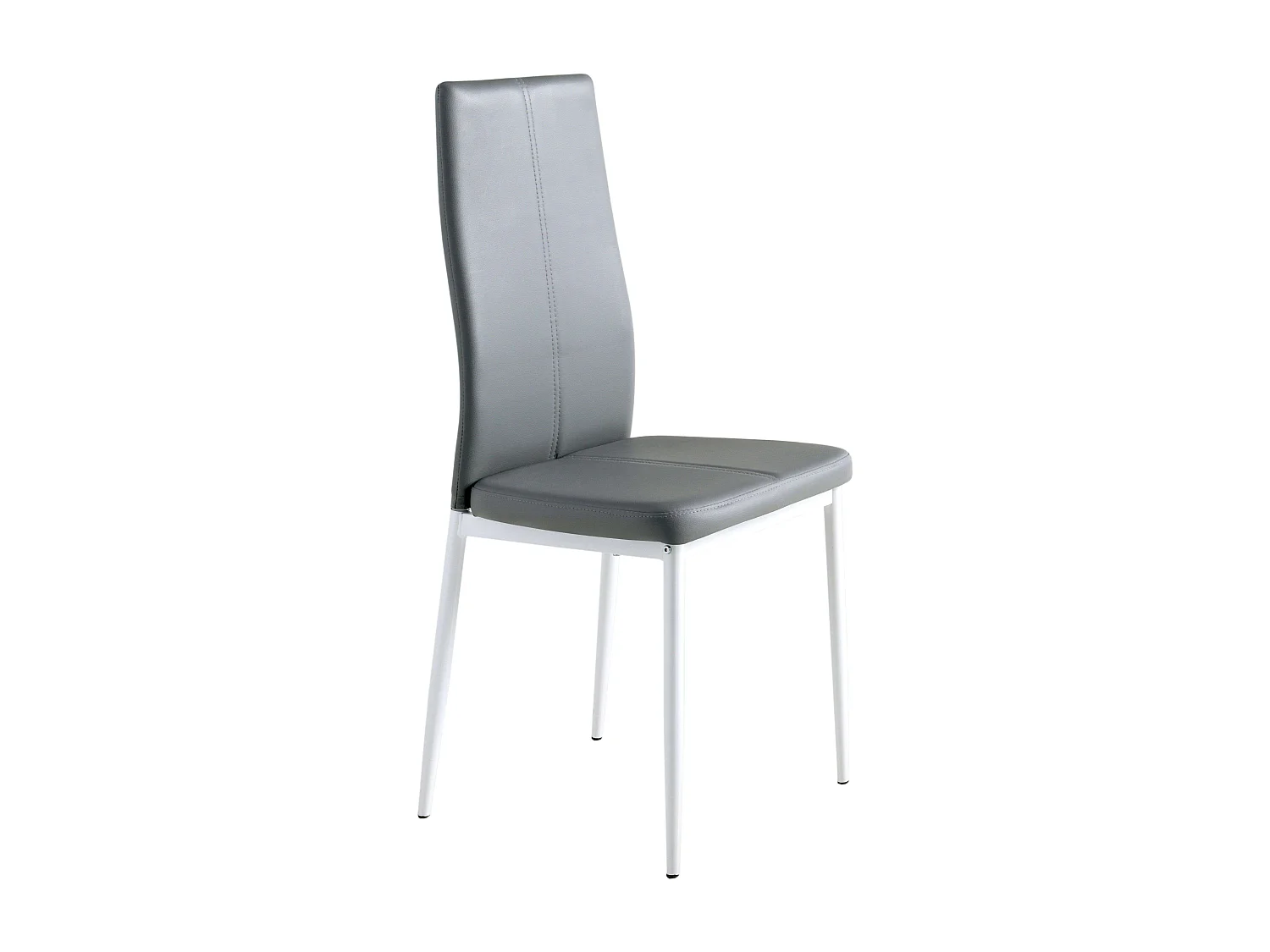 Pack de 4 Sillas de Comedor Salón Laci, Polipiel Cromadas Gris 45x101x51 cm