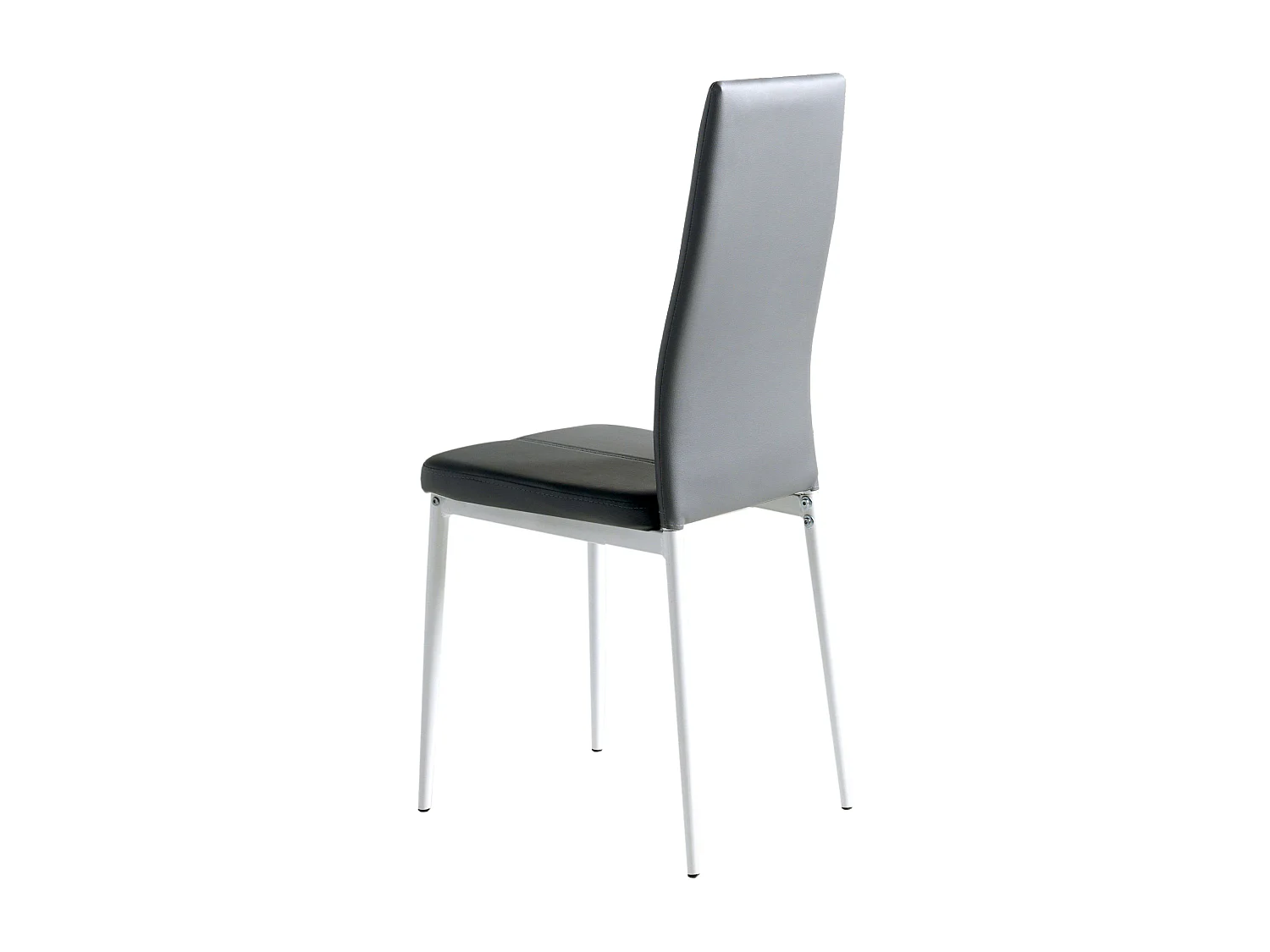 Pack de 4 Sillas de Comedor Salón Laci, Polipiel Cromadas Gris 45x101x51 cm