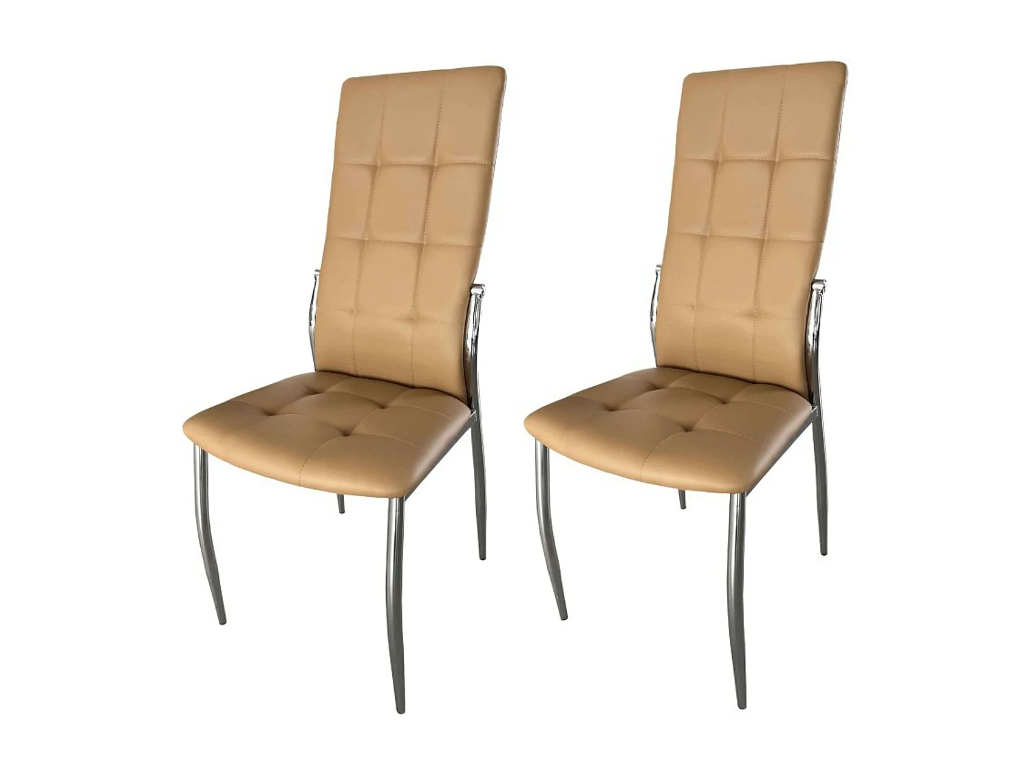 Pack de 2 Sillas de Comedor Salón Laci, Polipiel Cromadas Beige 45x101x51 cm