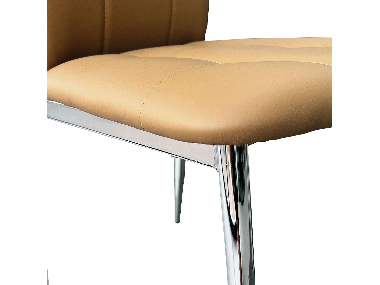 Pack de 2 Sillas de Comedor Salón Laci, Polipiel Cromadas Beige 45x101x51 cm