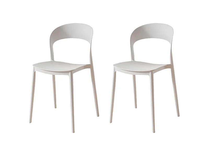 Pack 2 Sillas Cocina Princeton Respaldo Redondeado Blanco Moderno