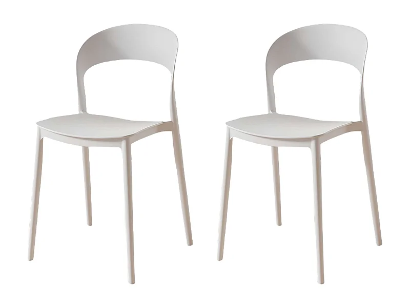 Pack 2 Sillas Cocina Princeton Respaldo Redondeado Blanco Moderno