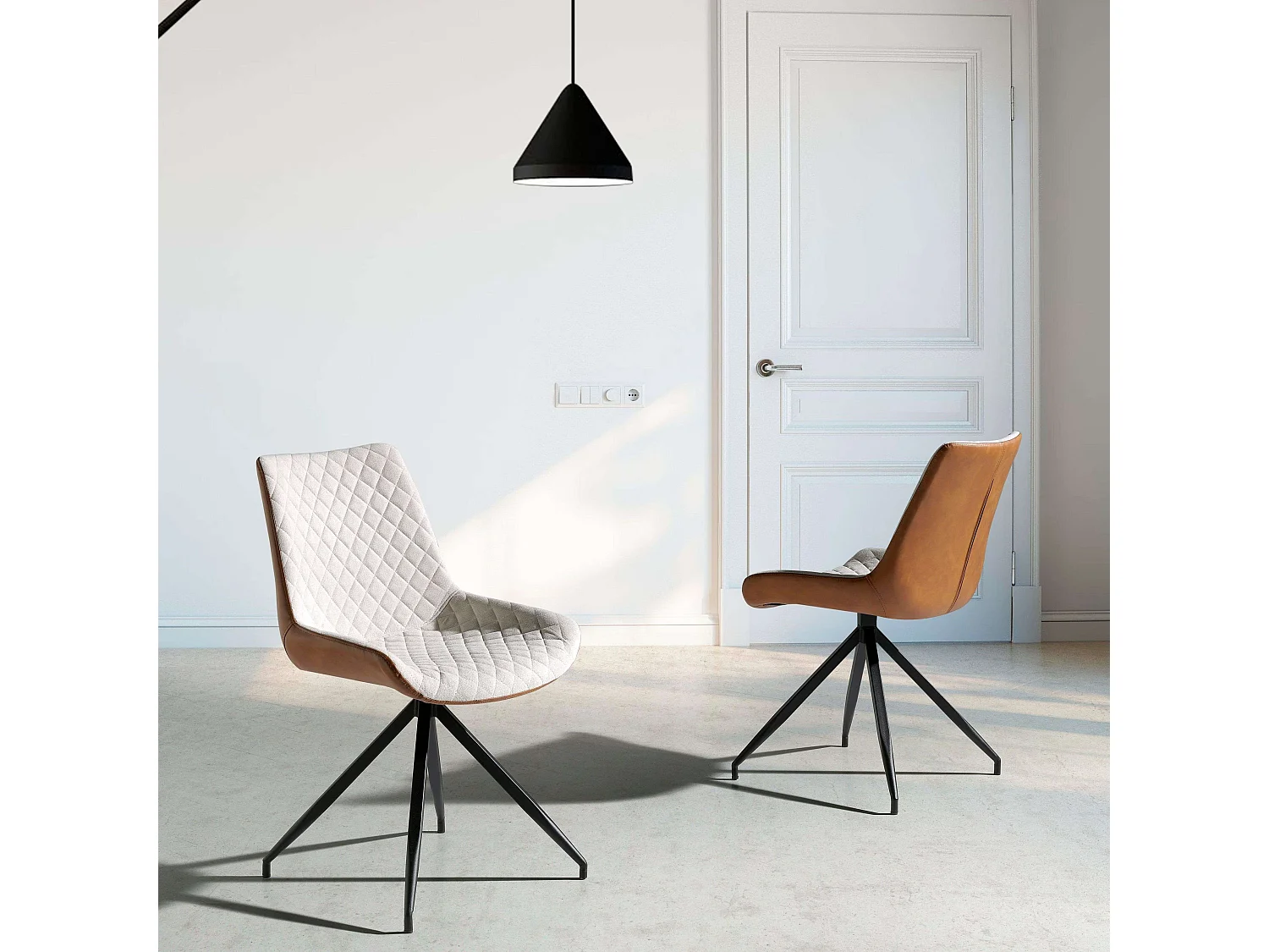 Pack 2 Sillas Comedor Fraga Beige y Marrón Moderno para Salones