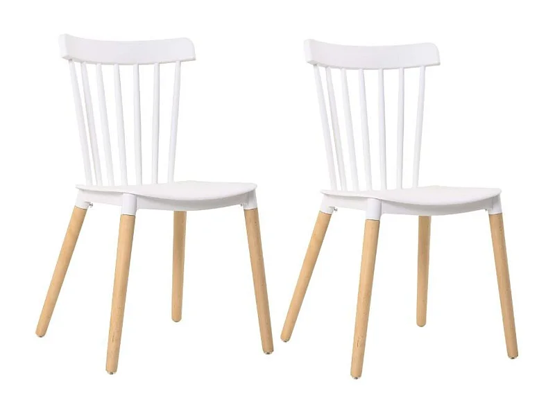 Pack 2 sillas Alna salón comedor cocina respaldo barras blanco pata haya