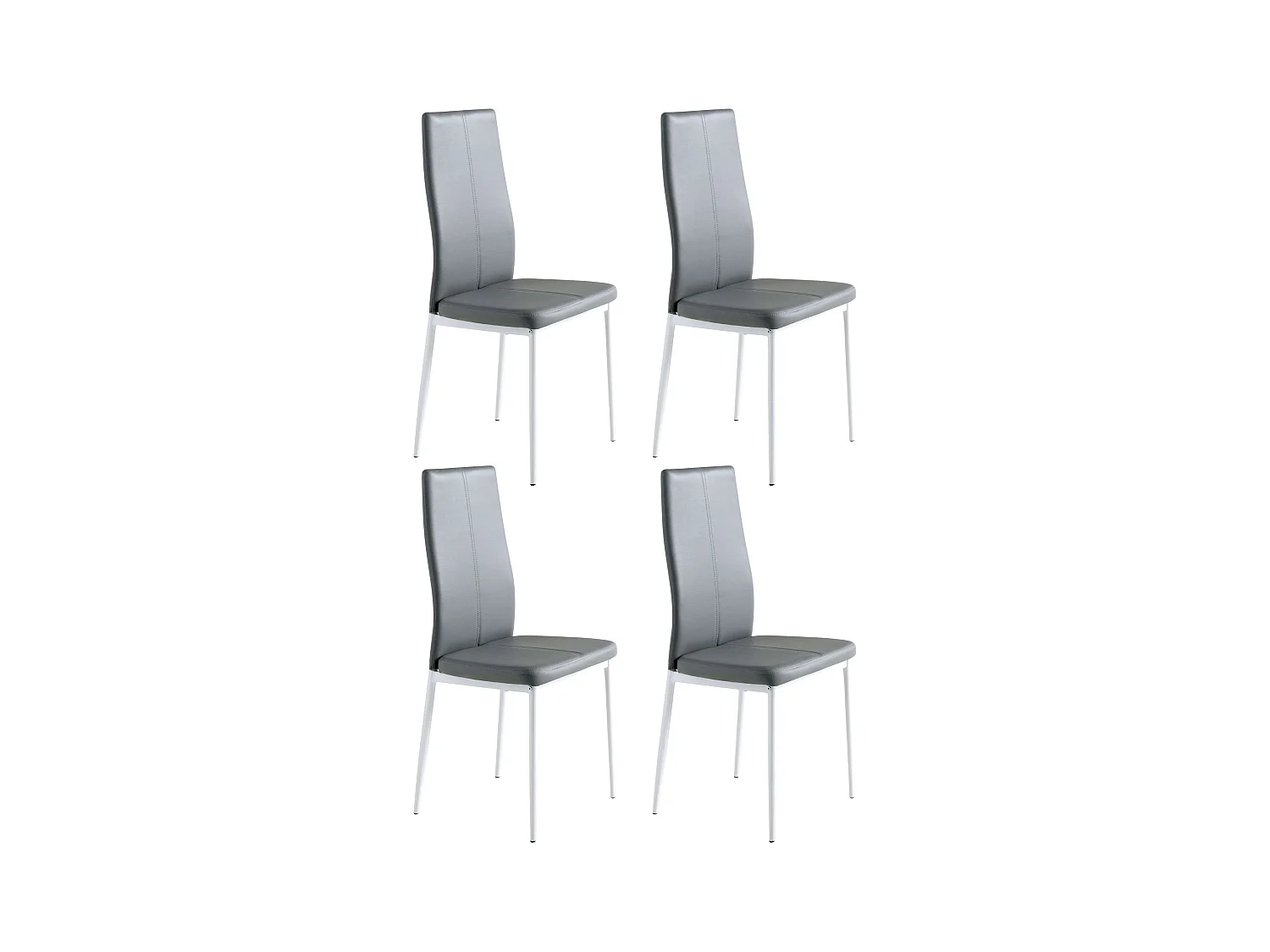 Pack de 4 Sillas de Comedor Salón Laci, Polipiel Cromadas Gris 45x101x51 cm