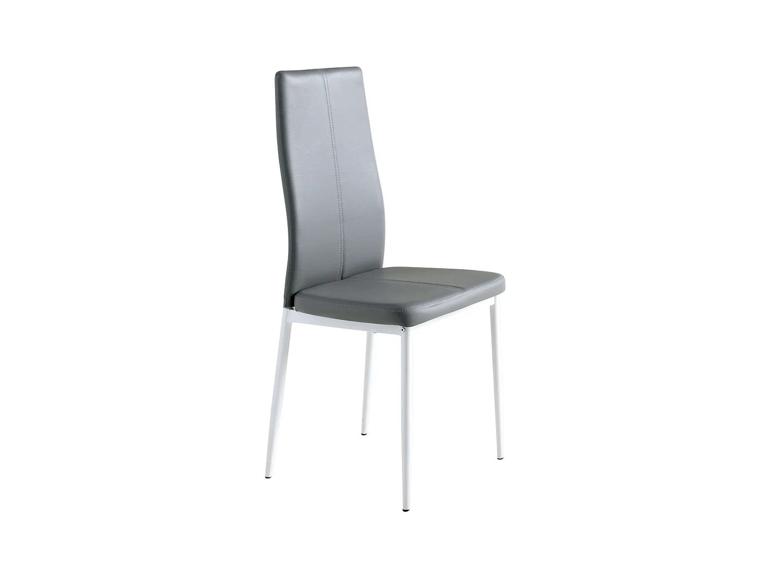 Pack de 4 Sillas de Comedor Salón Laci, Polipiel Cromadas Gris 45x101x51 cm