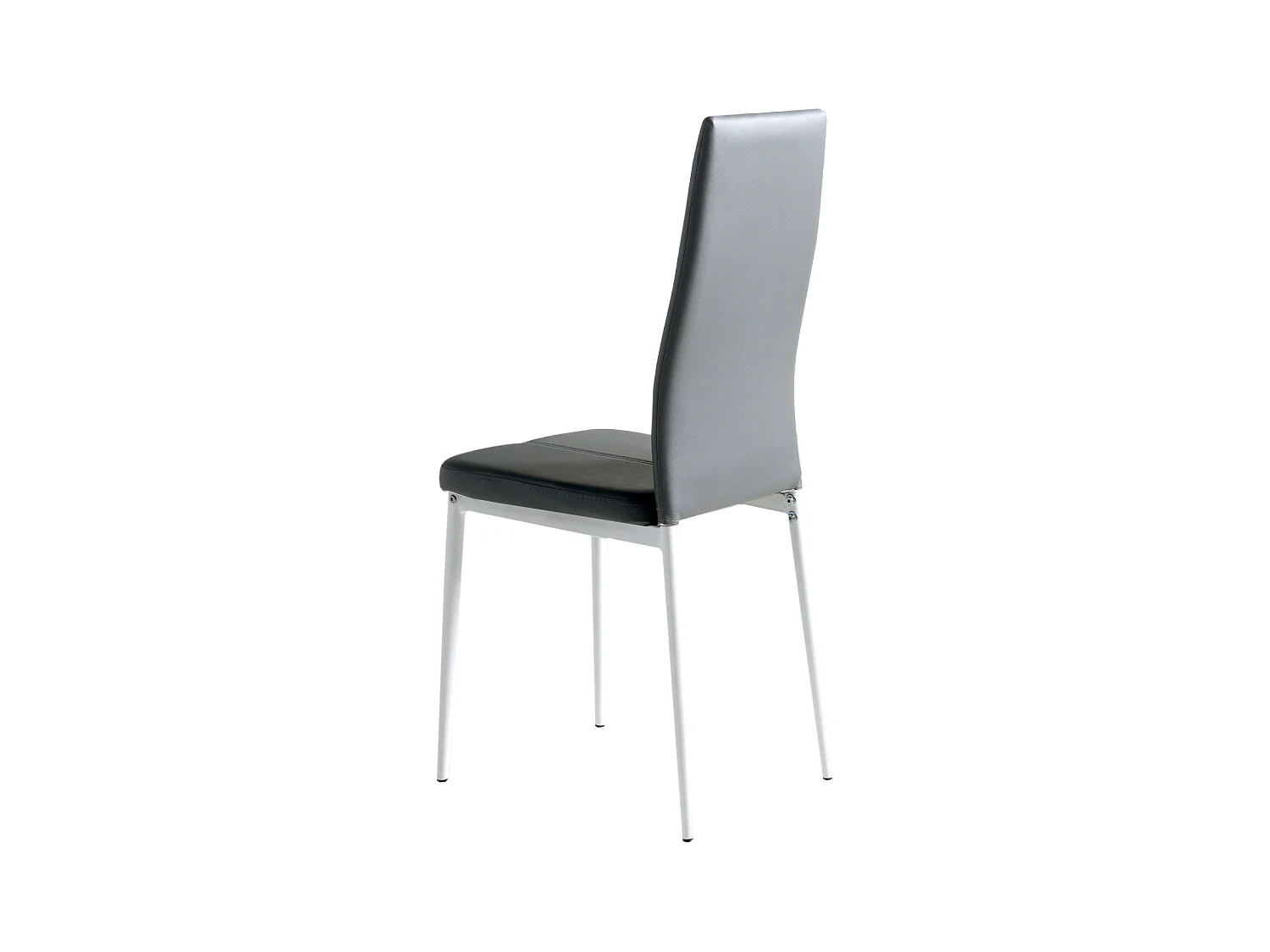 Pack de 4 Sillas de Comedor Salón Laci, Polipiel Cromadas Gris 45x101x51 cm
