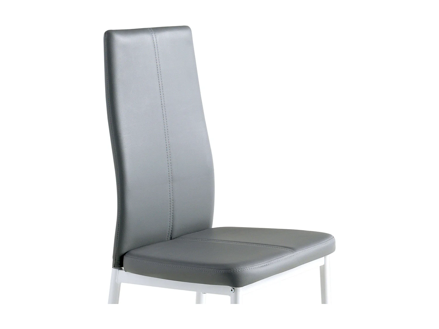 Pack de 4 Sillas de Comedor Salón Laci, Polipiel Cromadas Gris 45x101x51 cm