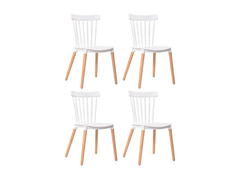 Pack 4 sillas Alna salón comedor cocina blanco patas haya 100x36x55 cm