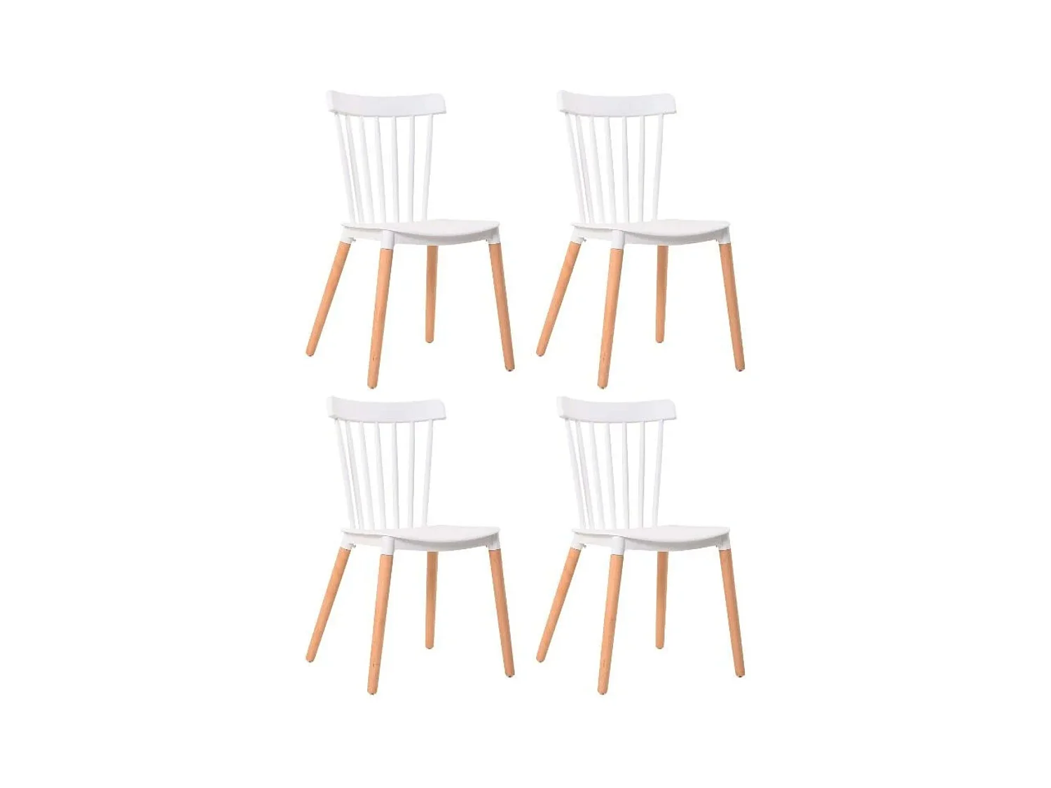 Pack 4 sillas Alna salón comedor cocina blanco patas haya 100x36x55 cm