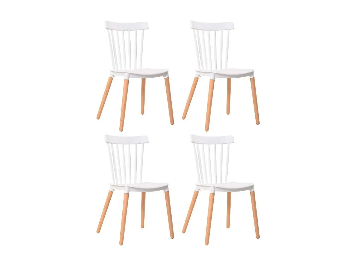 Pack 4 sillas Alna salón comedor cocina blanco patas haya 100x36x55 cm