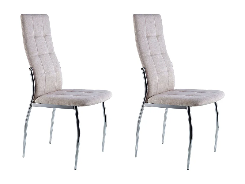 Pack 2 Sillas Comedor Estilo Moderno Tapizadas Patas Metal Beige