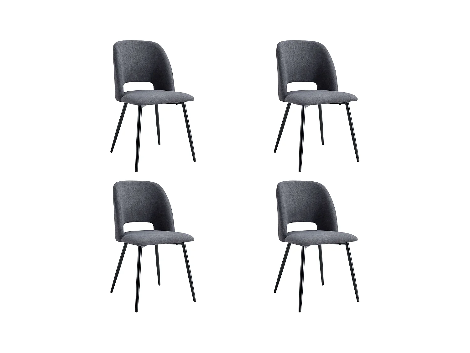 Pack 4 Sillas Comedor Mos Tapizadas Gris Respaldo Redondeado 58x86x50 cm