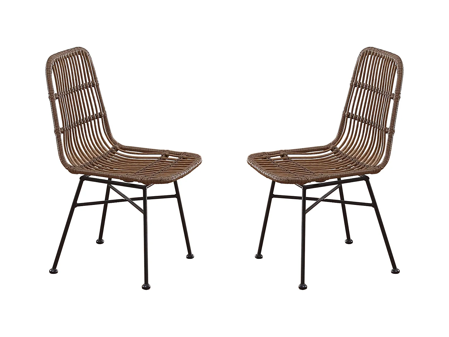 Pack 2 Sillas Comedor Thai Industrial Marrón/Negro Rattán 44x84x47 cm