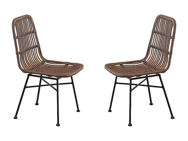 Pack 2 Sillas Comedor Thai Industrial Marrón/Negro Rattán 44x84x47 cm