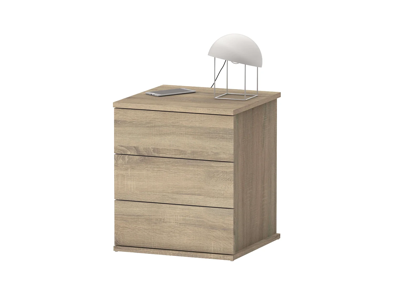 Table de chevet 3 tiroirs Dana Cambrian Oak 49x41x40 cm