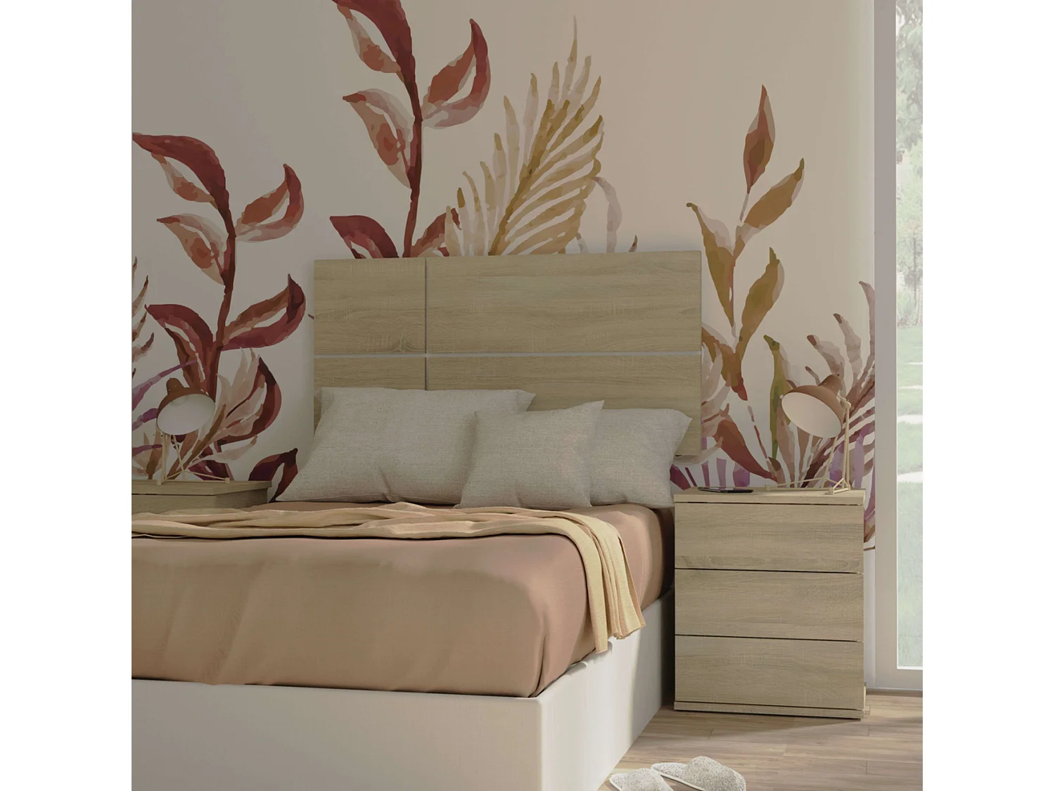 Mesita Noche Dana Roble Cambrian 3 Cajones Dormitorio 49x41x40 cm