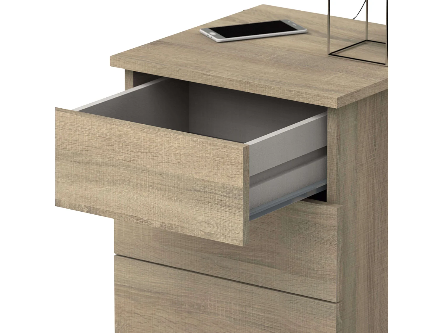 Table de chevet 3 tiroirs Dana Cambrian Oak 49x41x40 cm