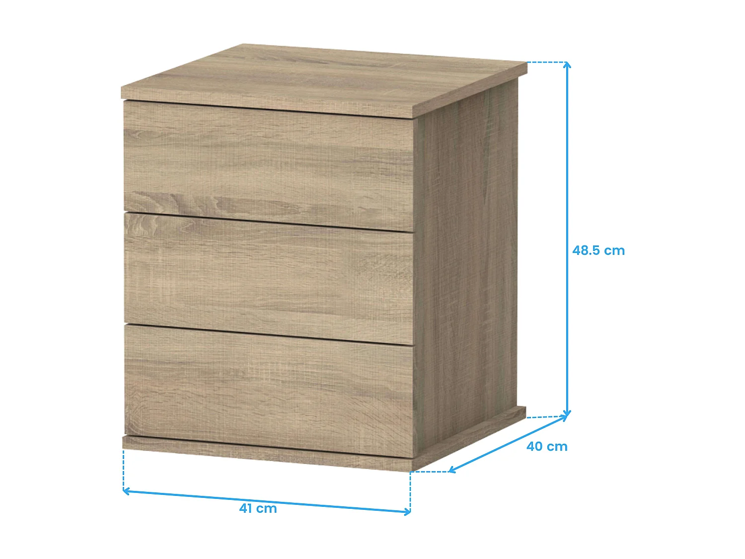 Table de chevet 3 tiroirs Dana Cambrian Oak 49x41x40 cm
