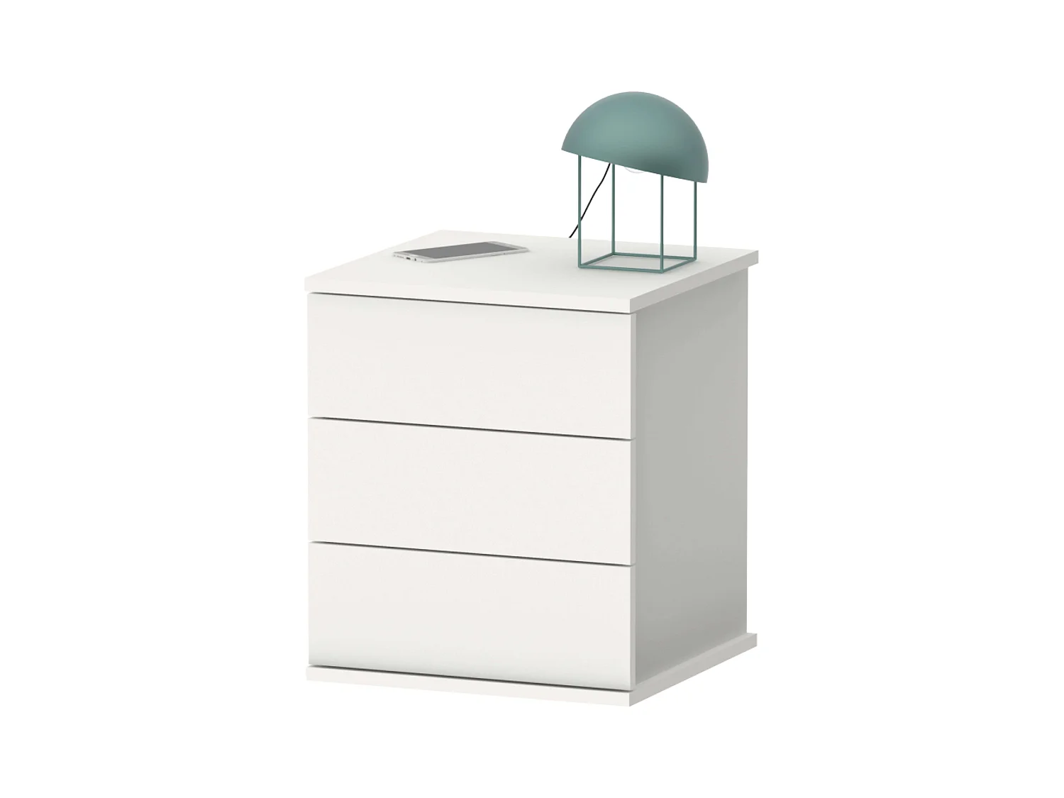 Table de chevet blanche Dana 3 tiroirs Chambre 49x41x40 cm