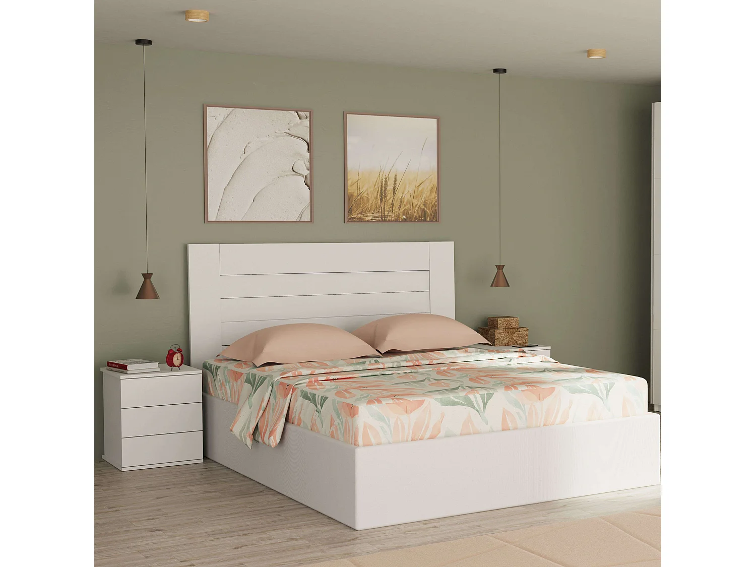 Table de chevet blanche Dana 3 tiroirs Chambre 49x41x40 cm