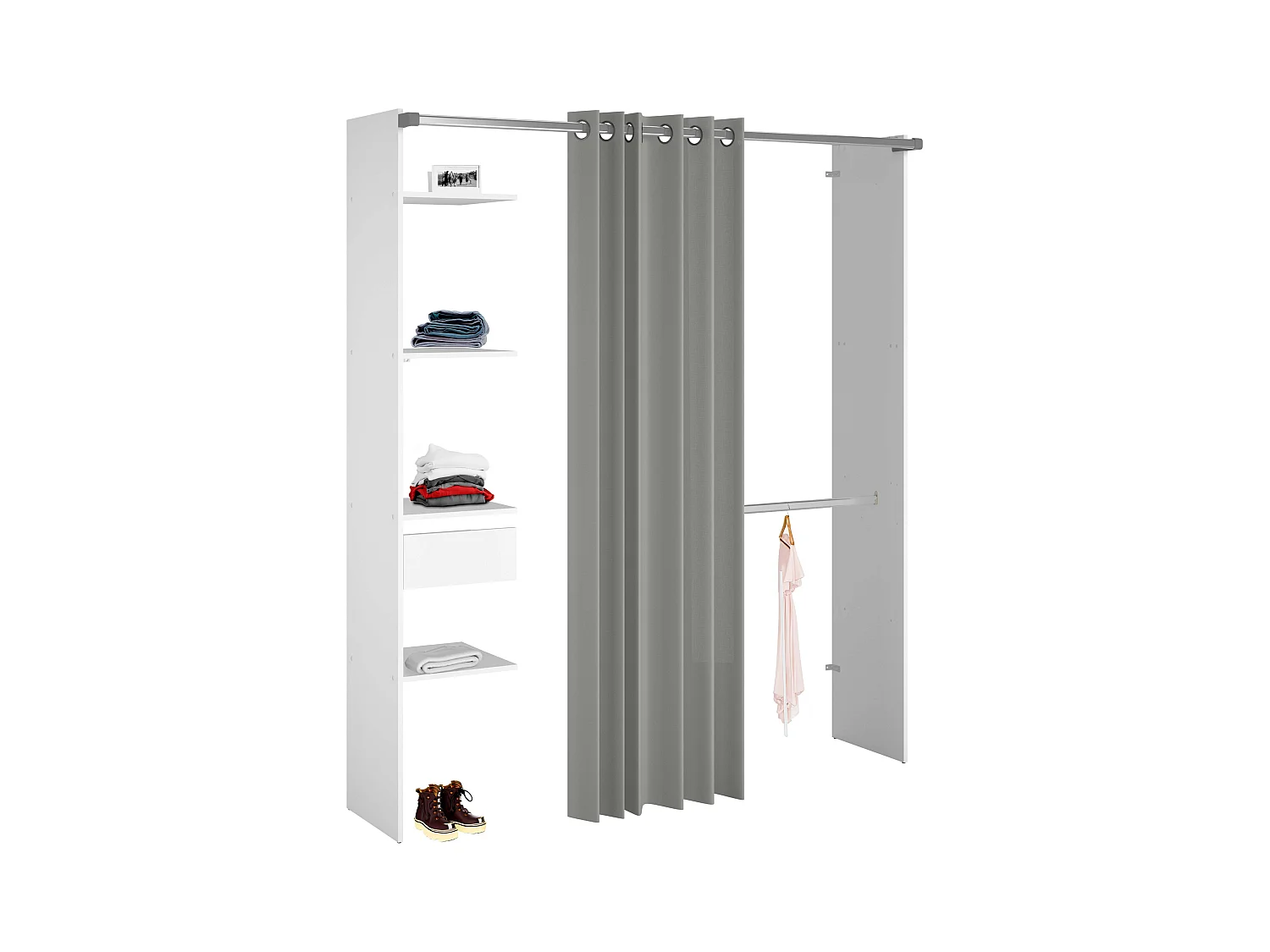 Vestidor Modular Abierto Custom Blanco con Modulo G 4 Estantes 138x180 cm