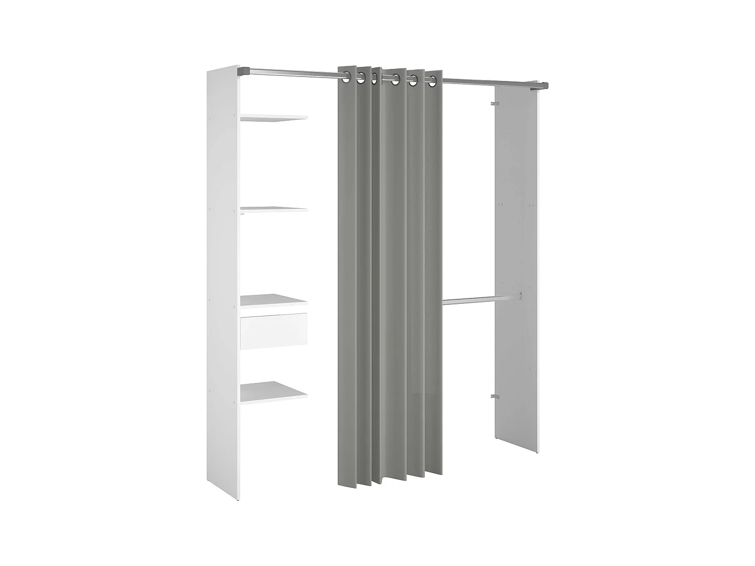 Vestidor Modular Abierto Custom Blanco con Modulo G 4 Estantes 138x180 cm