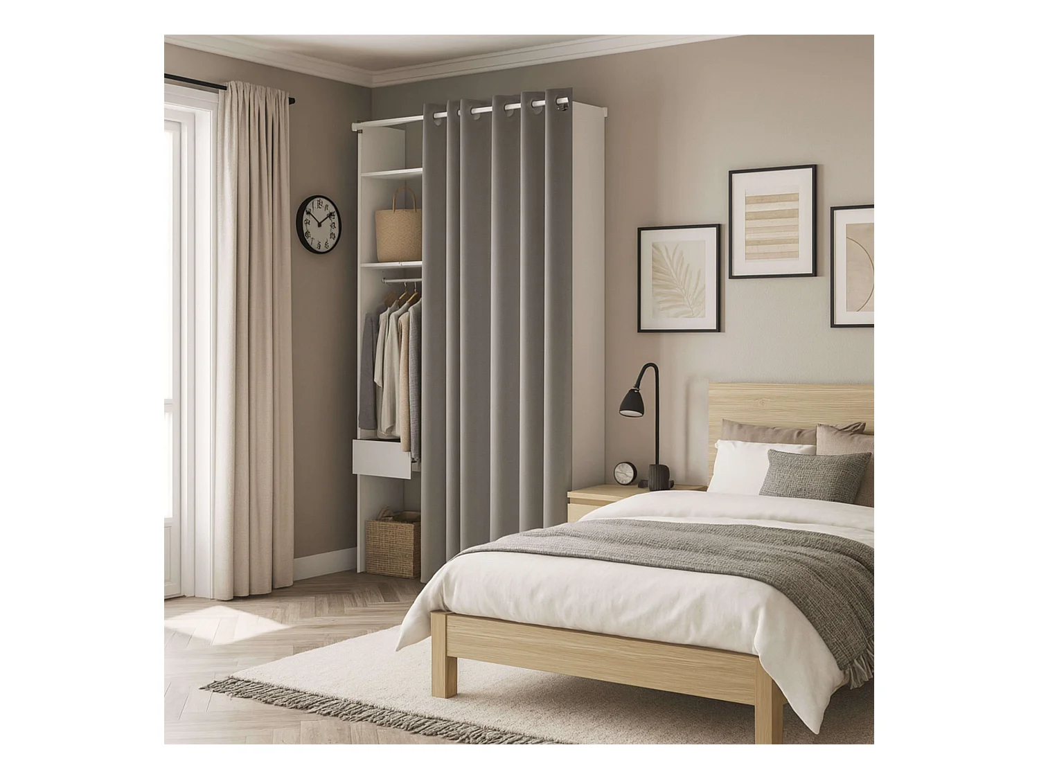 Vestidor Modular Abierto Custom Blanco con Modulo G 4 Estantes 138x180 cm