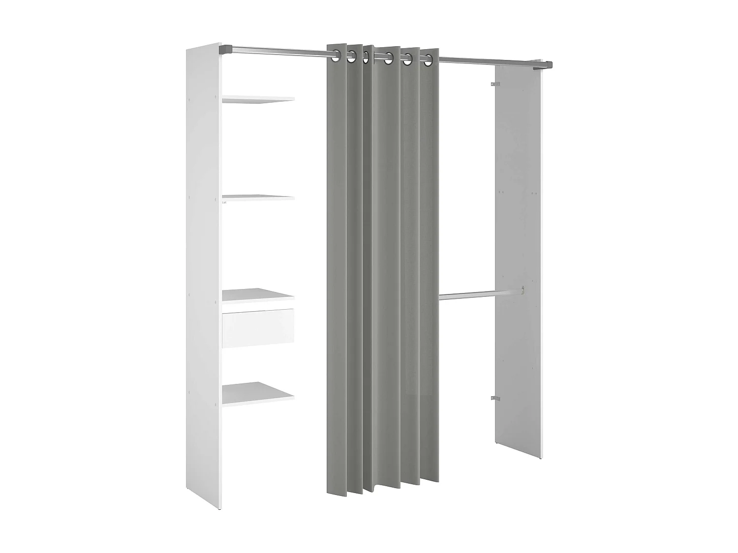 Vestidor Modular Abierto Custom Blanco con Modulo G 4 Estantes 138x180 cm