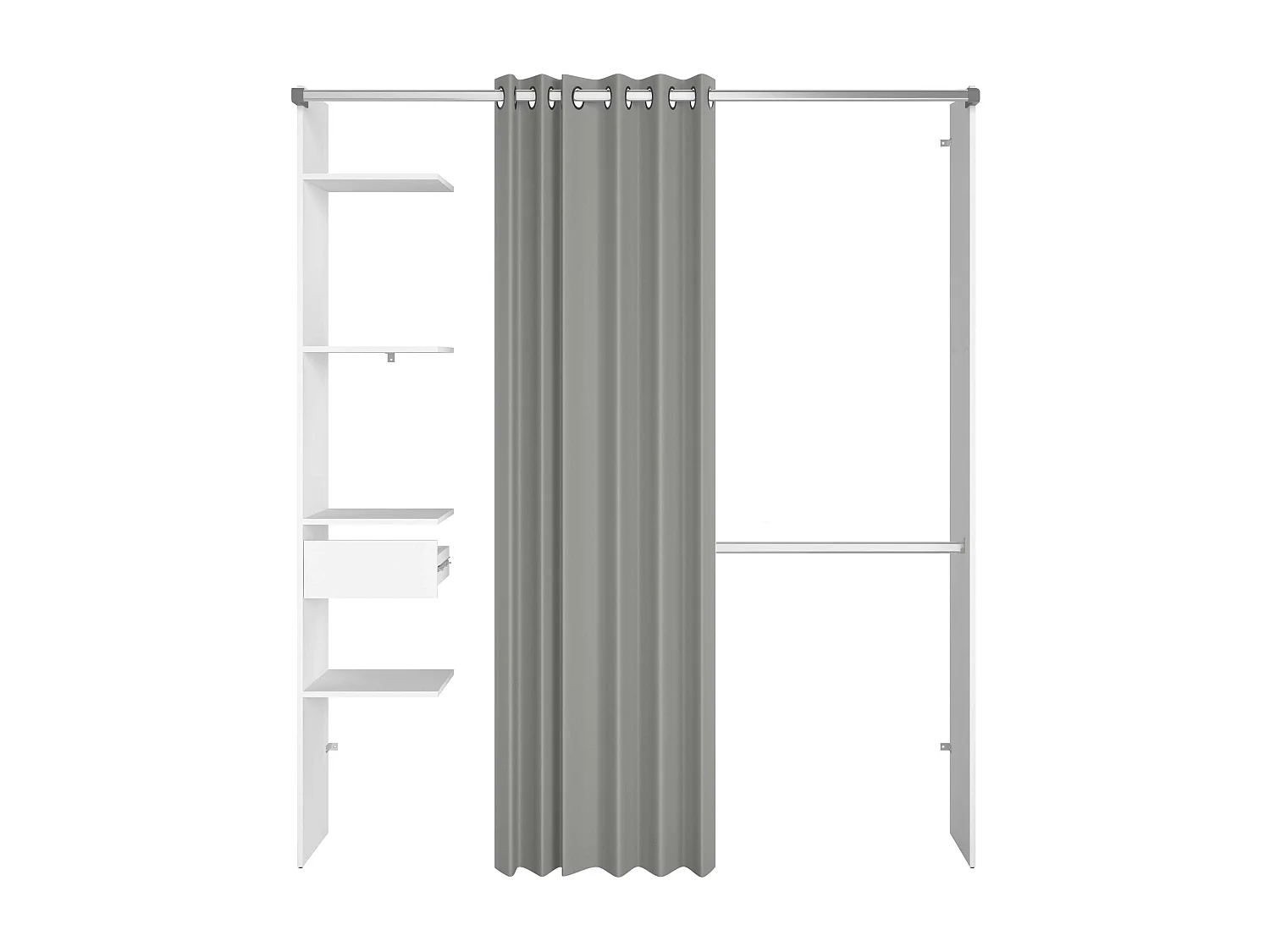 Vestidor Modular Abierto Custom Blanco con Modulo G 4 Estantes 138x180 cm