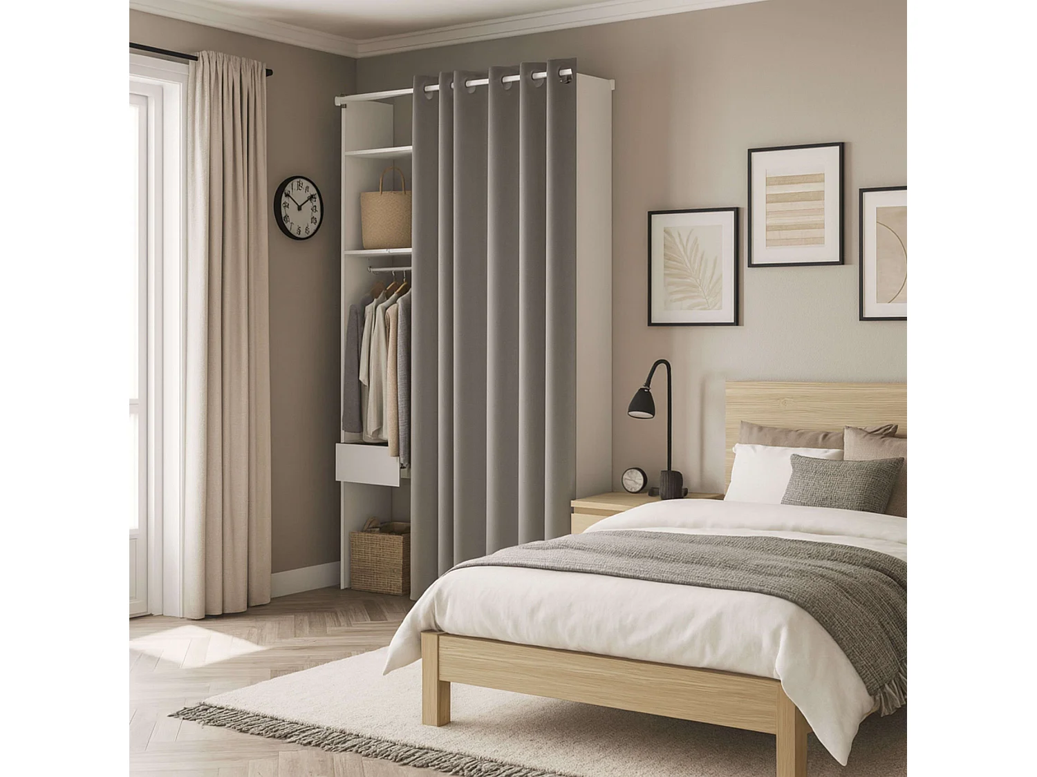 Vestidor Modular Abierto Custom Blanco con Modulo G 4 Estantes 138x180 cm