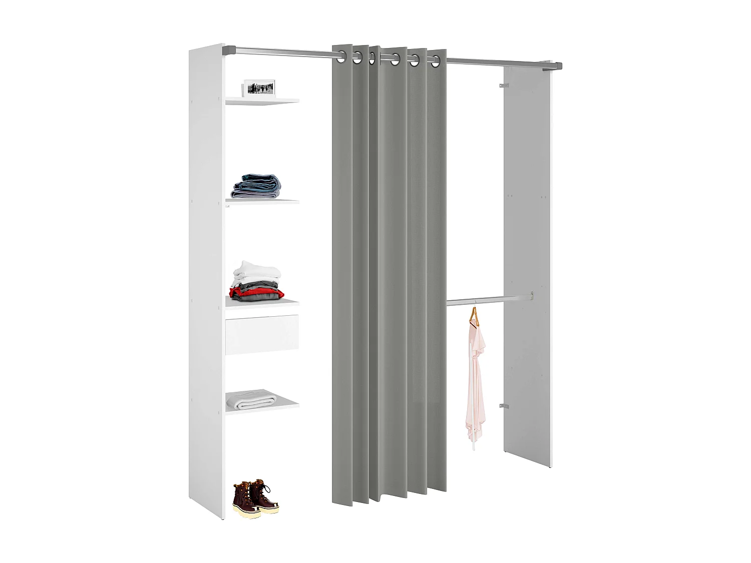 Vestidor Modular Abierto Custom Blanco con Modulo G 4 Estantes 138x180 cm