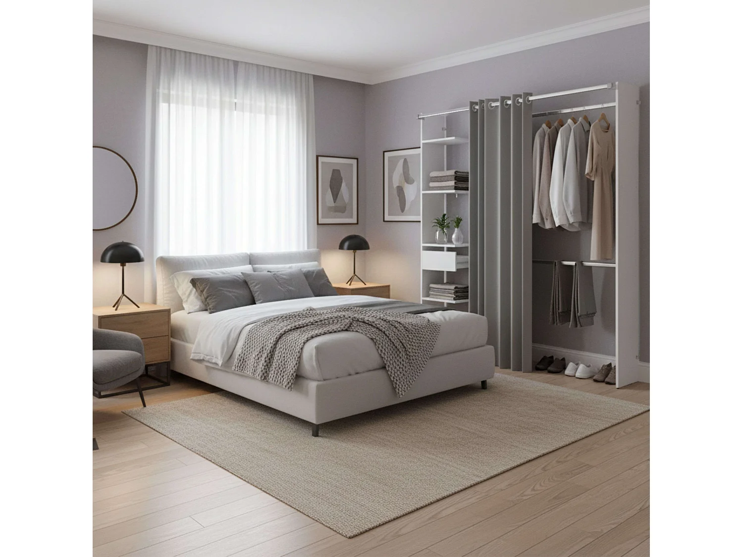 Vestidor Modular Abierto Custom Blanco con Modulo G 4 Estantes 138x180 cm