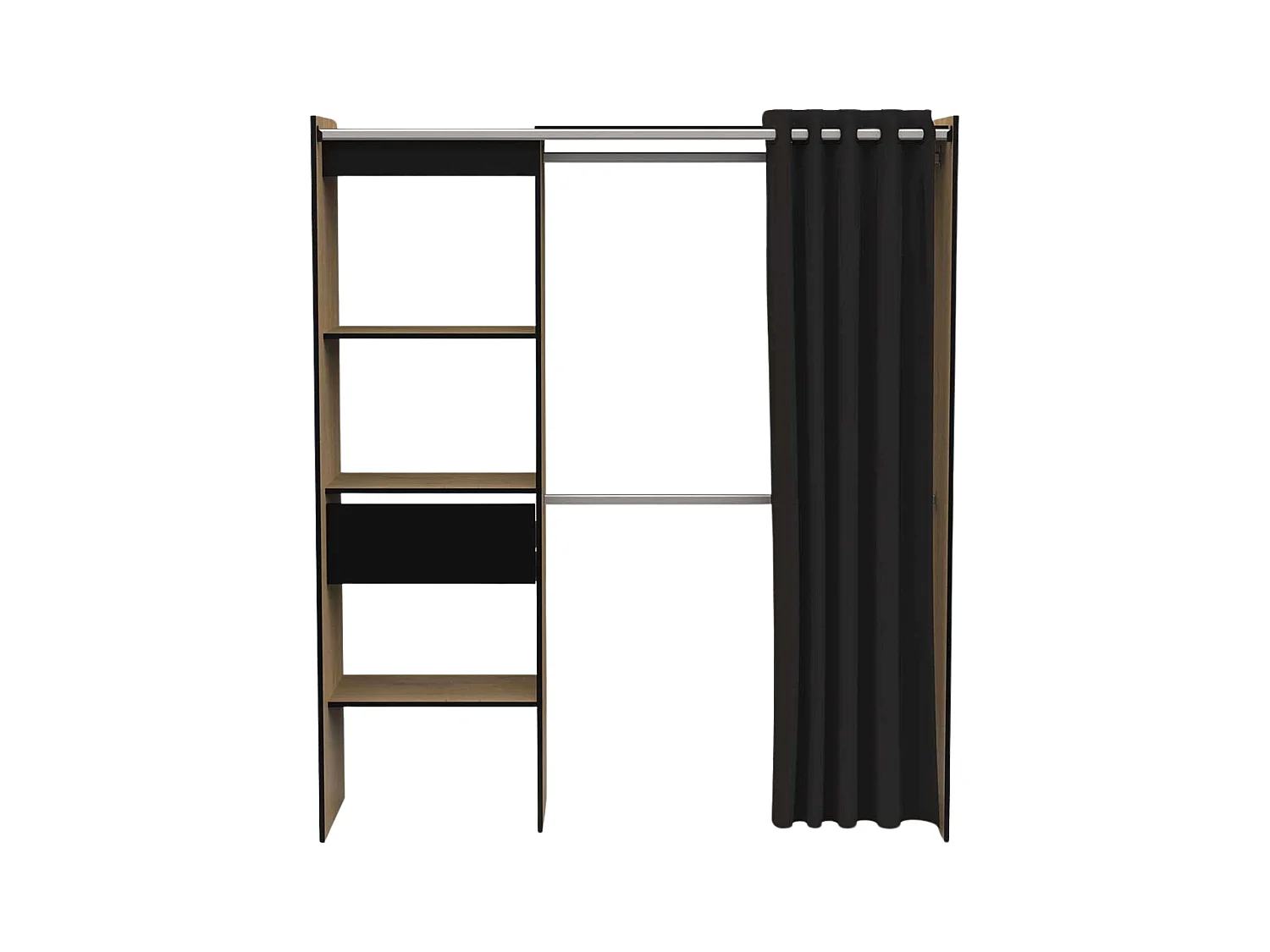 Armario Extensible 2 Barras, Estantes y Cajón, 187x168x50 cm