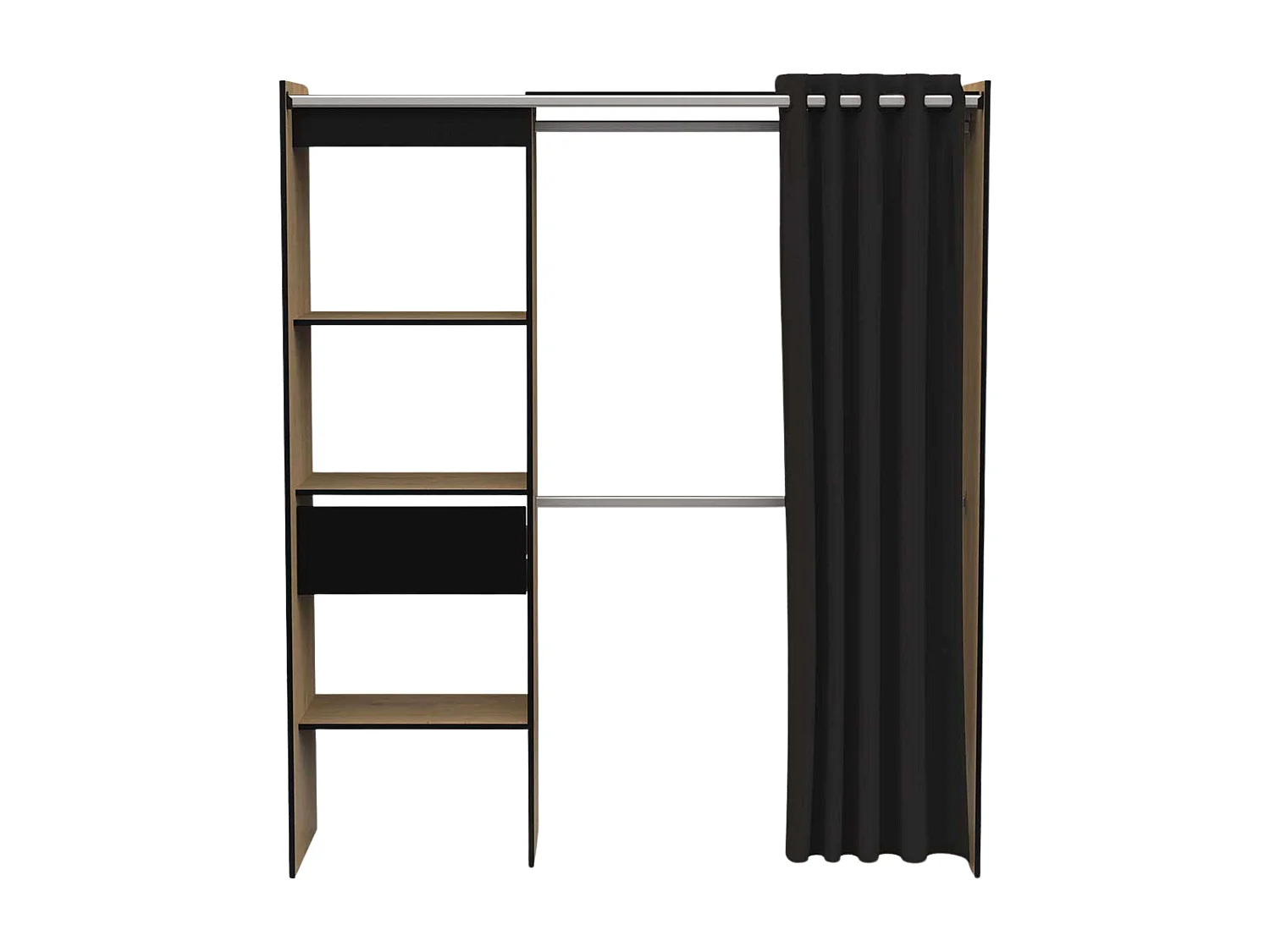 Armario Extensible 2 Barras, Estantes y Cajón, 187x168x50 cm