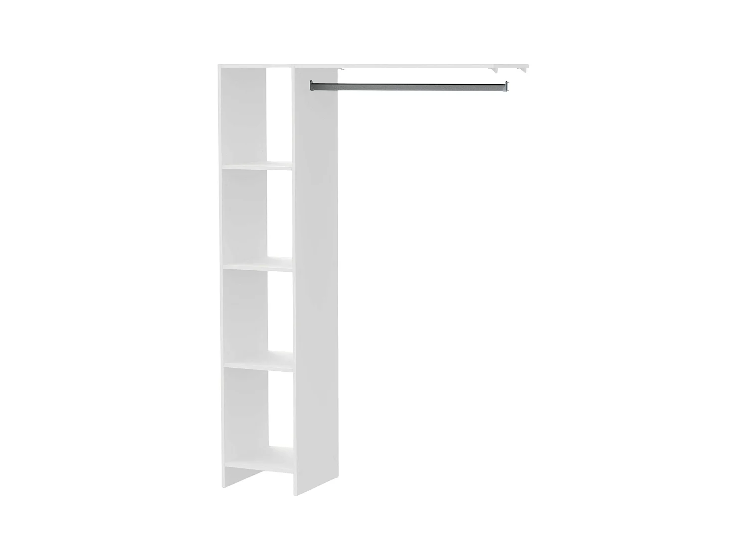 Dressing mural Barbara pour chambre à coucher, 4 étagères, bar, blanc, 123 x 180 x 40 cm