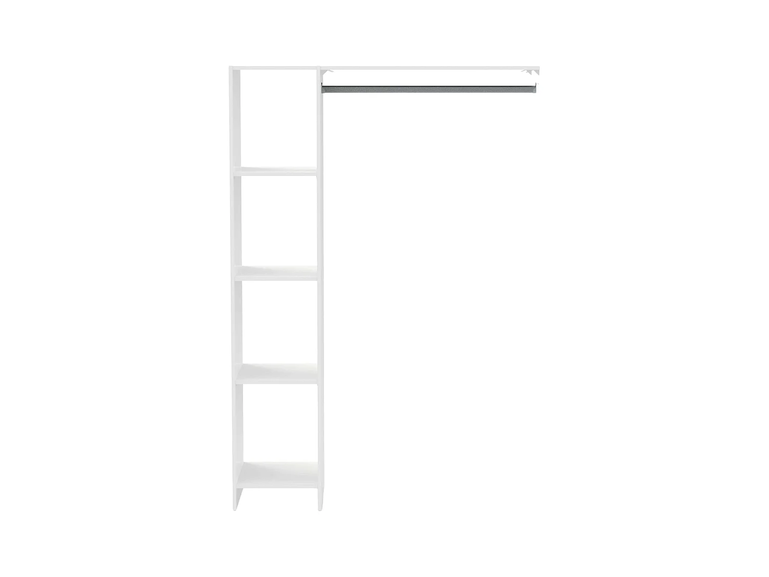 Dressing mural Barbara pour chambre à coucher, 4 étagères, bar, blanc, 123 x 180 x 40 cm