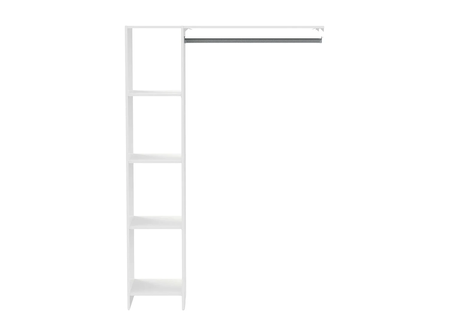 Dressing mural Barbara pour chambre à coucher, 4 étagères, bar, blanc, 123 x 180 x 40 cm